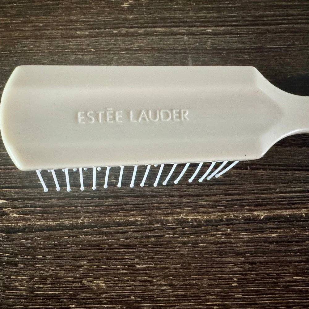 Vintage Estee Lauder Hair Brush White Plastic Ball Tipped Travel Size Small New